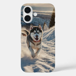 Husky Snow Run iPhone 16 Hoesje