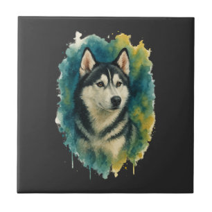 Husky Spirit Watercolor Majesteit Tegeltje