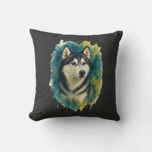 Husky Spirit Waterverf Majesteit Kussen