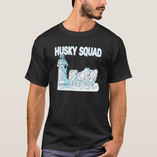 Husky Squad sledding huskies men dog sled rider T-shirt (Voorkant)