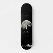 Husky Stand Op Berg Spooky Halloween Moon Persoonlijk Skateboard (Voorkant)