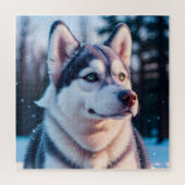 Husky Stares in de winter Legpuzzel (Verticaal)