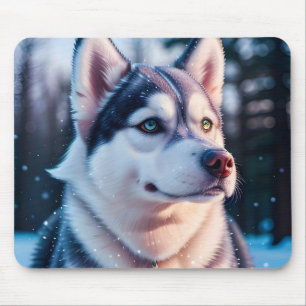 Husky Stares in de winter Muismat