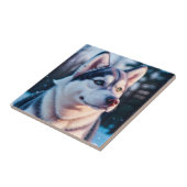 Husky Stares in de winter Tegeltje (Zijkant)