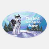 Husky Stationery Ovale Sticker (Voorkant)