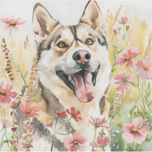 Husky Sticker – Waterverf Dog Decal (Voorkant)