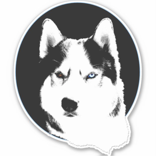 Husky Stickers Bi-Eye Husky Malamute Decals (Voorkant)