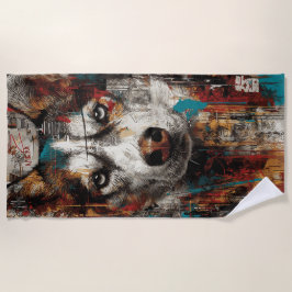 Husky Street Art Portrait Urban Graffiti Style Strandlaken