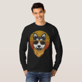 Husky Sunset Retro Vector T-shirt (Voorkant volledig)