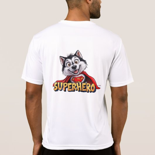 Husky Superhero: Maak kennis met de Super Dog! T-shirt (Achterkant)