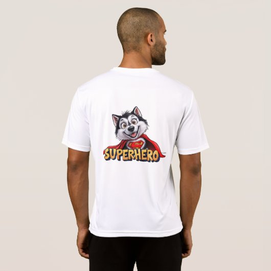 Husky Superhero: Maak kennis met de Super Dog! T-shirt (Achterkant volledig)