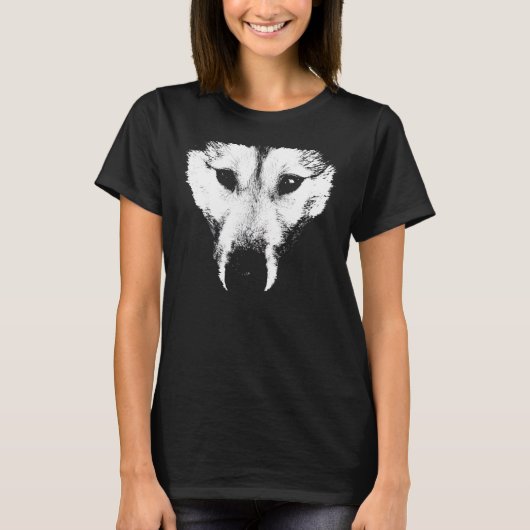 Husky T-shirt Dames Husky Wolf Biologisch T-shirt (Voorkant)