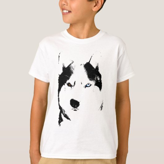 Husky T-shirt Kinder slee Dog Kind Husky Ringer Sh (Voorkant)