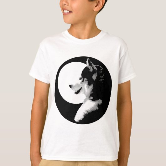 Husky T-shirt Kinder slee Dog Kind Husky Ringer Sh (Voorkant)
