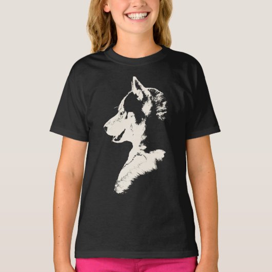 Husky T-shirt Kind's Dog Art T-shirt Husky Gifts (Voorkant)