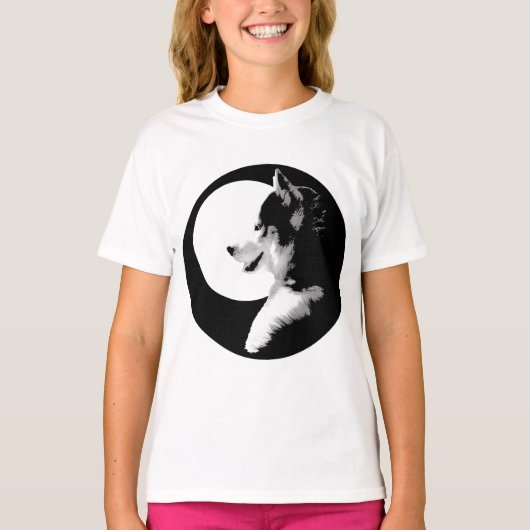 Husky T-Shirt Meisjes Sled Dog Husky Ringer Shirt (Voorkant)