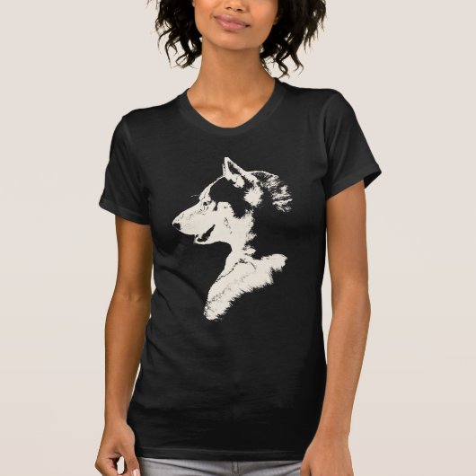 Husky T-Shirt Womens Husky / Wolf Art Tee Shirts (Voorkant)