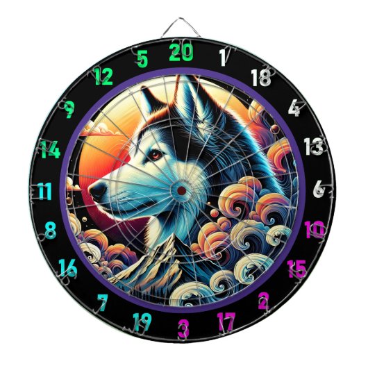 Husky Twilight Mountain Wall Design Dartbord (Voorkant)