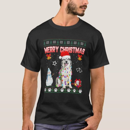 Husky Ugly Xmas Sweater kerstlamour Santa Dog T-shirt (Voorkant)