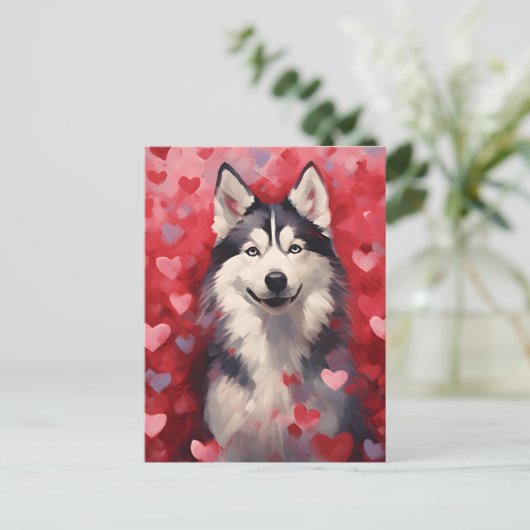 Husky Valentijnsdag Briefkaart (Staand voorkant)