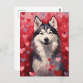 Husky Valentijnsdag Briefkaart (Voorkant / Achterkant)