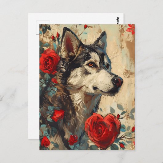 Husky  Valentijnsdag Briefkaart (Voorkant / Achterkant)