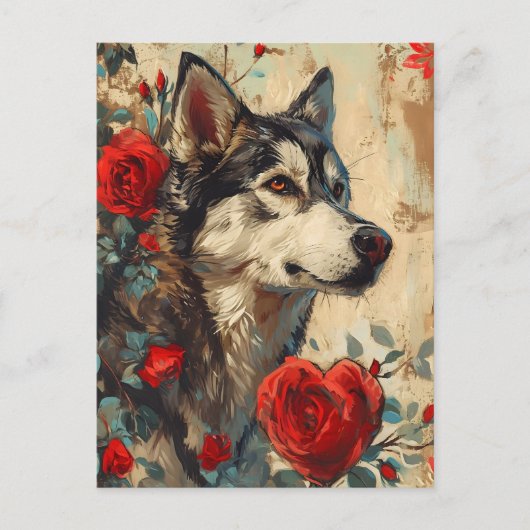 Husky  Valentijnsdag Briefkaart (Voorkant)