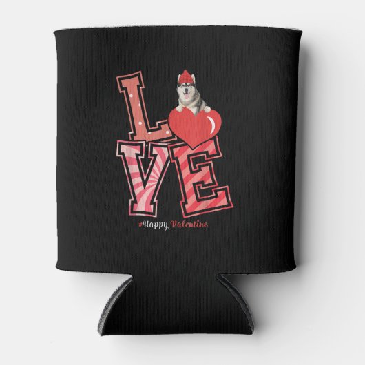 Husky Valentijnsdag Gift | Hoekontwerp Blikjeskoeler (Voorkant)