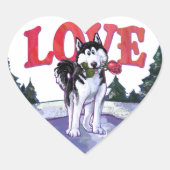 Husky Valentijnsdag Hart Sticker (Voorkant)