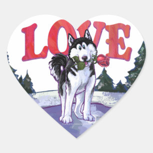 Husky Valentijnsdag Hart Sticker