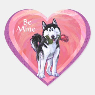 Husky Valentijnsdag Hart Sticker