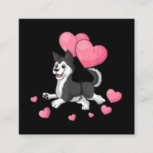 Husky Valentijnsdag Holding ballon Heart Gift Vierkante Visitekaartje