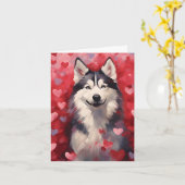 Husky Valentijnsdag Kaart (Gele Bloem)