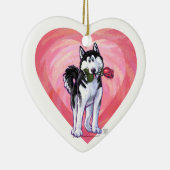 Husky Valentijnsdag Keramisch Ornament (Rechts)