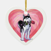 Husky Valentijnsdag Keramisch Ornament (Voorkant)