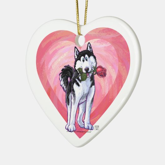 Husky Valentijnsdag Keramisch Ornament (Links)