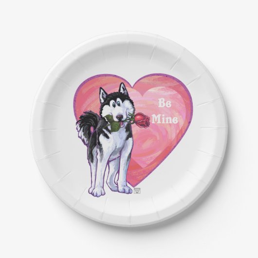 Husky Valentijnsdag Papieren Bordje (Voorkant)