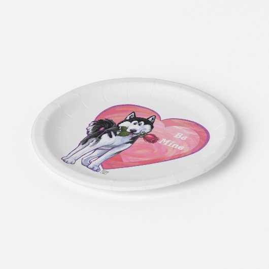 Husky Valentijnsdag Papieren Bordje (Gekanteld)