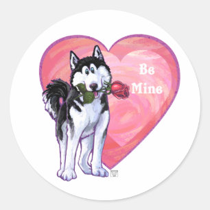 Husky Valentijnsdag Ronde Sticker