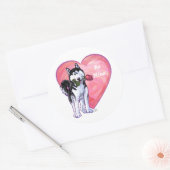 Husky Valentijnsdag Ronde Sticker (Envelop)