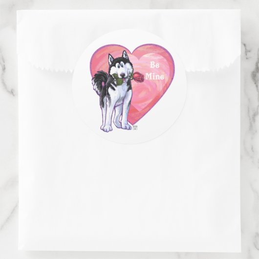 Husky Valentijnsdag Ronde Sticker (Tas)