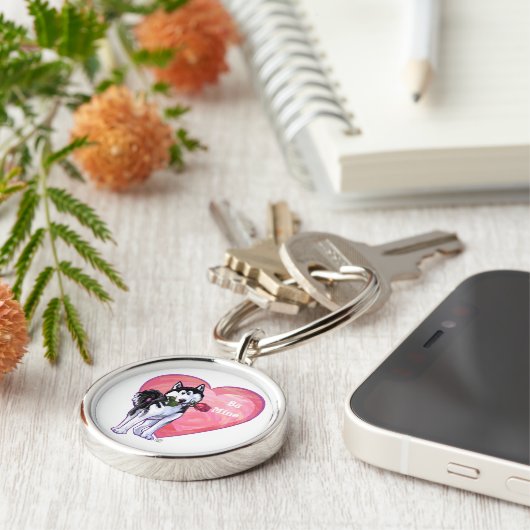 Husky Valentijnsdag Sleutelhanger (Zijkant)