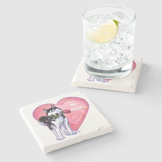 Husky Valentijnsdag Stenen Onderzetter (Zijkant)