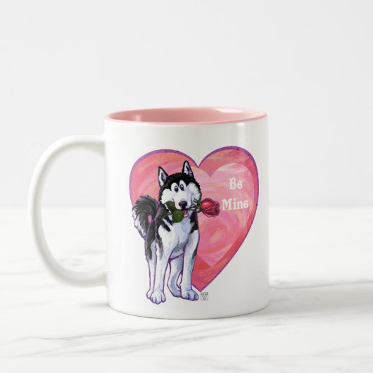 Husky Valentijnsdag Tweekleurige Koffiemok (Links)