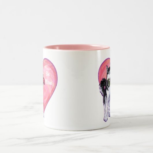 Husky Valentijnsdag Tweekleurige Koffiemok (Center)