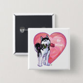 Husky Valentijnsdag Vierkante Button 5,1 Cm (Voorkant /achterkant)