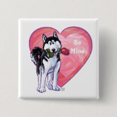 Husky Valentijnsdag Vierkante Button 5,1 Cm (Voorkant)