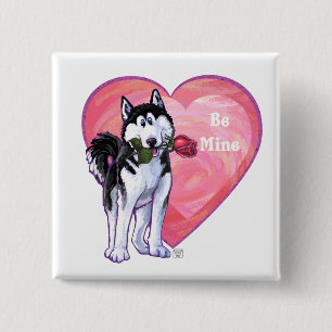Husky Valentijnsdag Vierkante Button 5,1 Cm