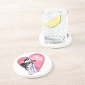 Husky Valentijnsdag Zandsteen Onderzetter (Zijkant)
