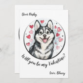 Husky Valentijnsdagkaart aanpasbaar Feestdagenkaart (Voorkant / Achterkant)
